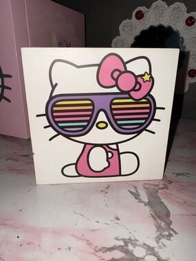 Hello Kitty Pink Bow Wall or Shelf Decor with Rainbow Stripe Sunglasses